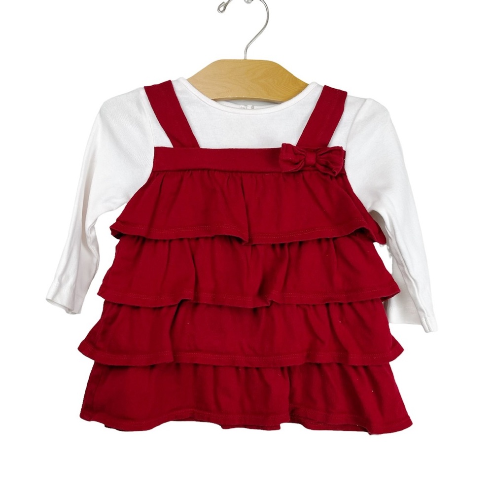 Gymboree Holiday Panda Tiered Ruffle Top Red White 12-18 Months